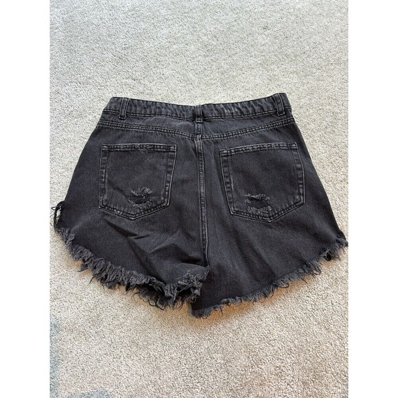WILD FABLE Womens Highest Rise Black Denim Shorts Cutoff Button Fly Distressed 4 - Picture 7 of 9